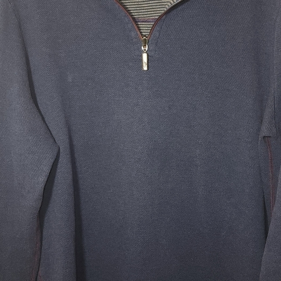 Tommy Bahama Blue Pull Over Reversable Sweater Large 1/4 Zip - Picture 4 of 10